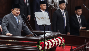 Presiden Prabowo Subianto saat menyampaikan pidato resmi mengenai kondisi fiskal negara dan kebijakan ekonomi makro di Ruang Rapat Paripurna, Gedung DPR RI, Senayan, Jakarta