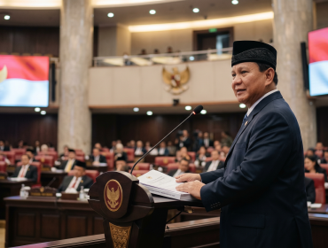 Presiden Prabowo Subianto saat menyampaikan pemaparan dalam Rapat Paripurna DPR RI. (Foto: Ilustrasi buatan AI 'Gemini AI