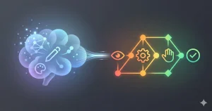 Perbandingan kecerdasan biologis manusia dan kecerdasan buatan dalam jaringan digital. (Foto: Ilustrasi buatan AI 'Gemini AI