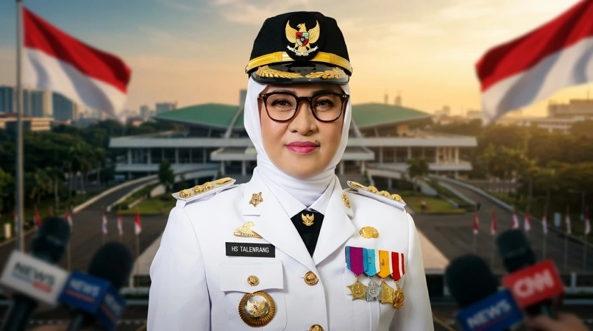 Sitti Husniah Talenrang saat menjabat sebagai Bupati Gowa. Masa kepemimpinannya resmi berakhir lebih cepat setelah Kementerian Dalam Negeri menerbitkan surat keputusan pemberhentian menyusul putusan Mahkamah Agung.  (Ilustrasi: Dok. Redaksi / AI-Generated)