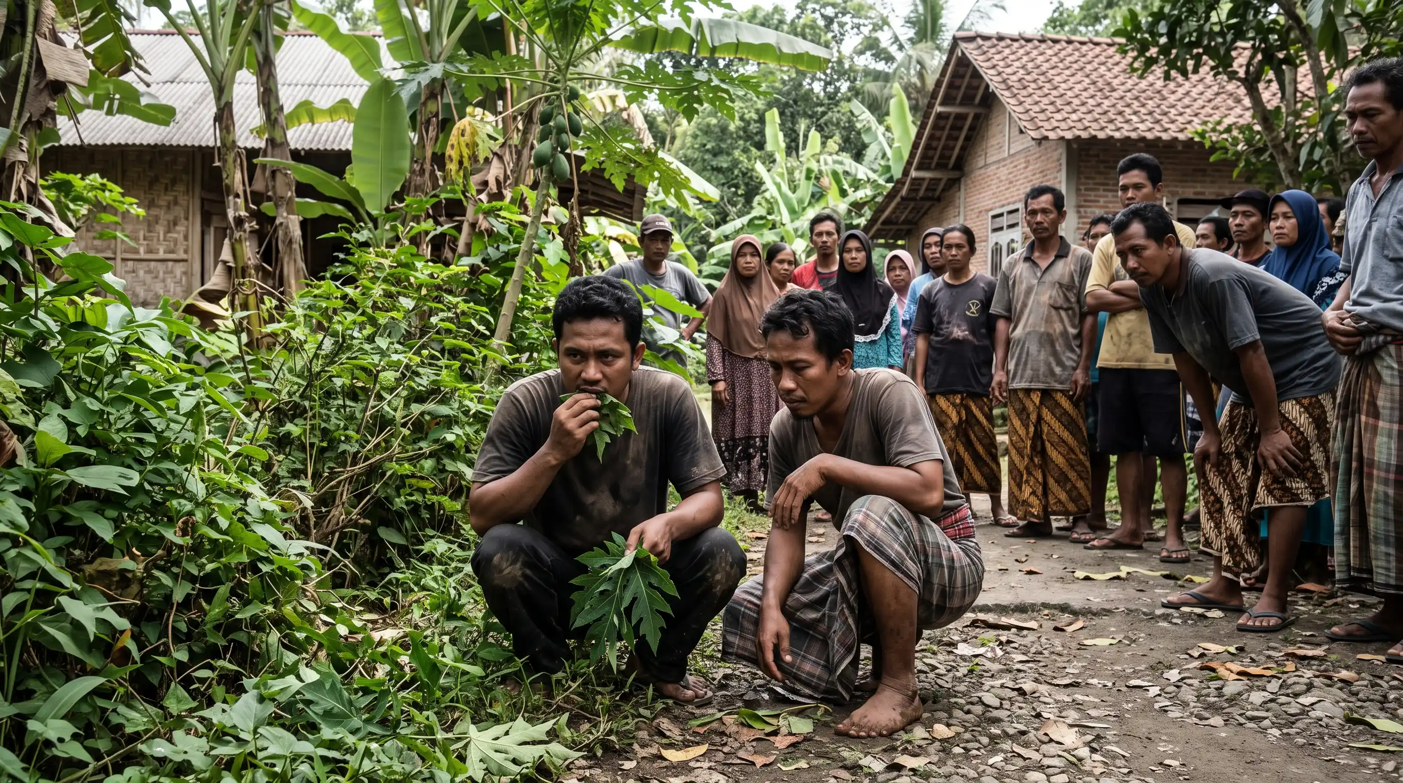 Kepergok Nyuri Daun Pepaya Satu Karung, 2 Pria di Deli Serdang Dihukum Warga Makan Hasil Curian Mentah-Mentah